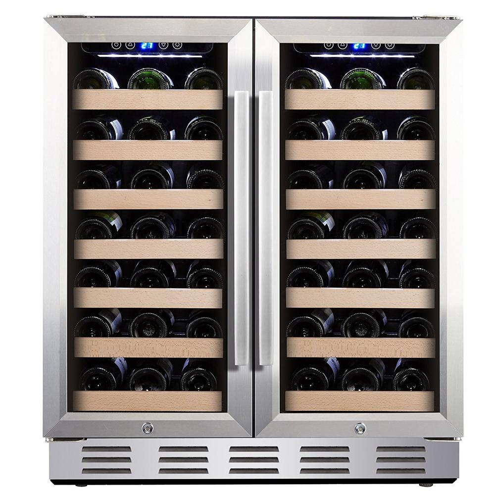 Kalamera 30 in. Wine Cooler 66 Bottle Dual Zone Builtin and