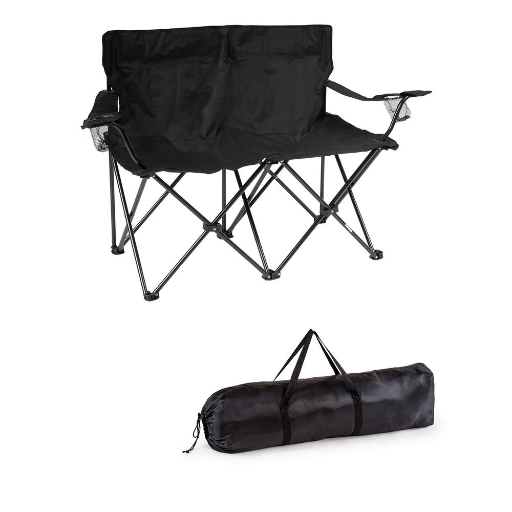 trademark innovations black 315 in h loveseat style steel frame double  camp chairdbseatprbl  the home depot