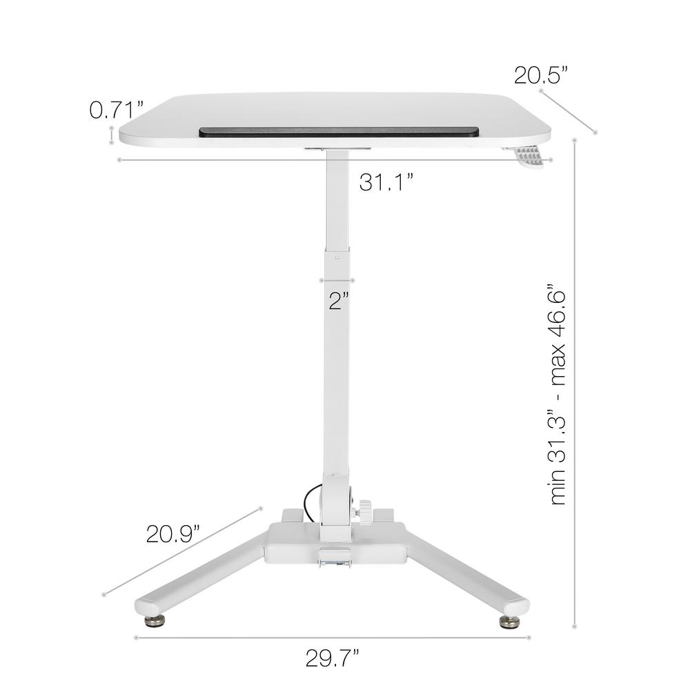 Techorbits White Height Adjustable Mobile Standing Desk Folding
