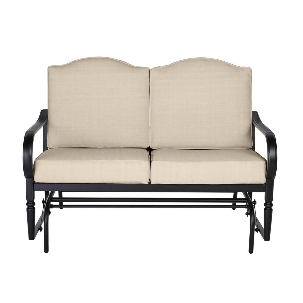 Hampton Bay Laurel Oaks Dark Brown Steel Outdoor Patio Glider with