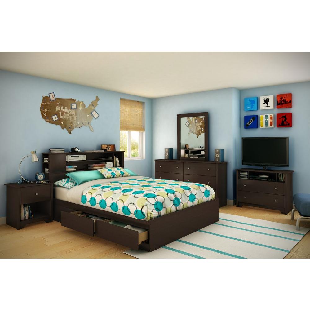 South Shore Vito Full/Queen Size Bookcase Headboard in Chocolate 