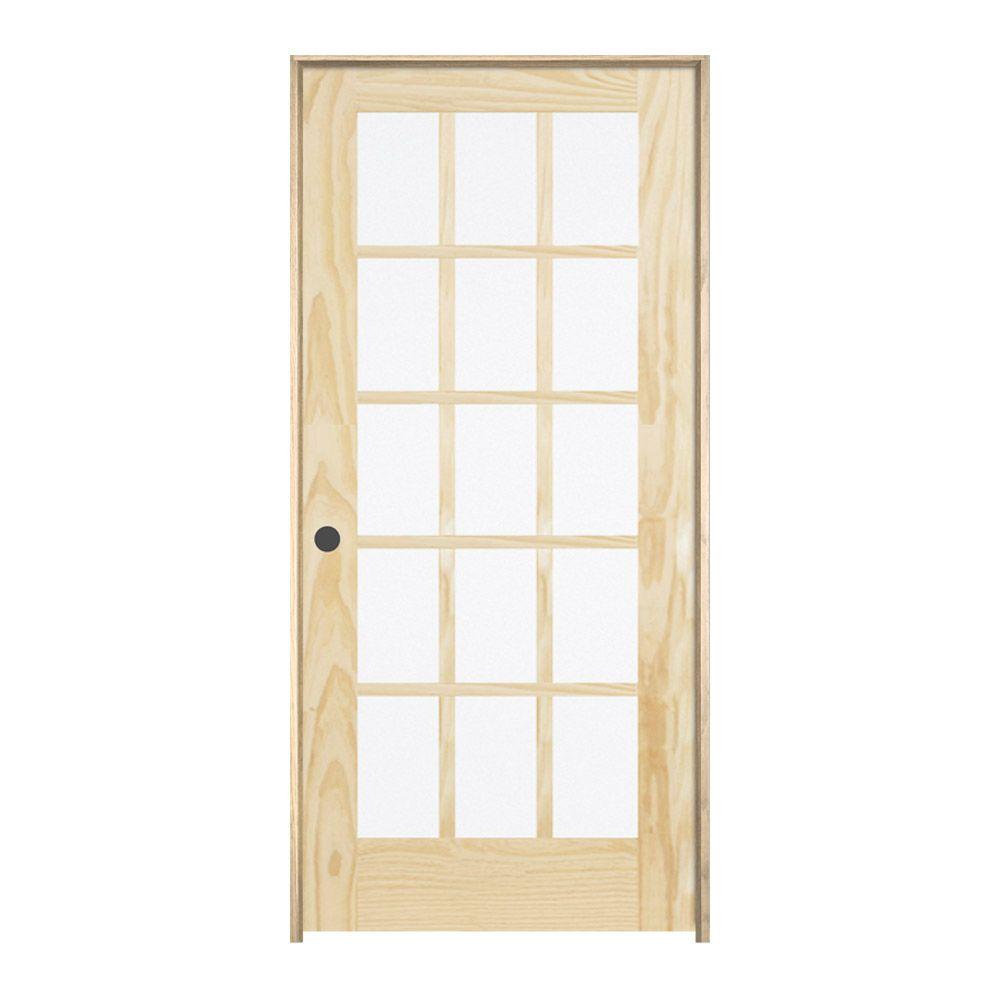 Jeld Wen 30 In X 80 In Pine Unfinished Right Hand 15 Lite