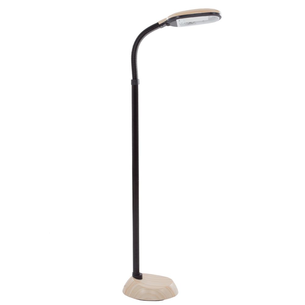 Lavish Home 63 5 In Natural Full Spectrum Sunlight Gooseneck Floor Lamp Light Woodgrain Lavish Home 63 5 In Natural Full Spectrum Sunlight Gooseneck Floor Lamp Light Woodgrain