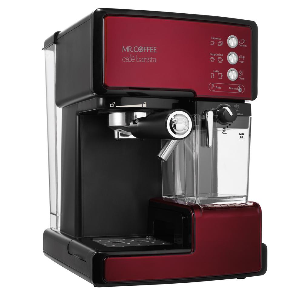 Mr. Coffee 1Cup Cafe Barista Espresso and Cappuccino Maker in Red BVMC