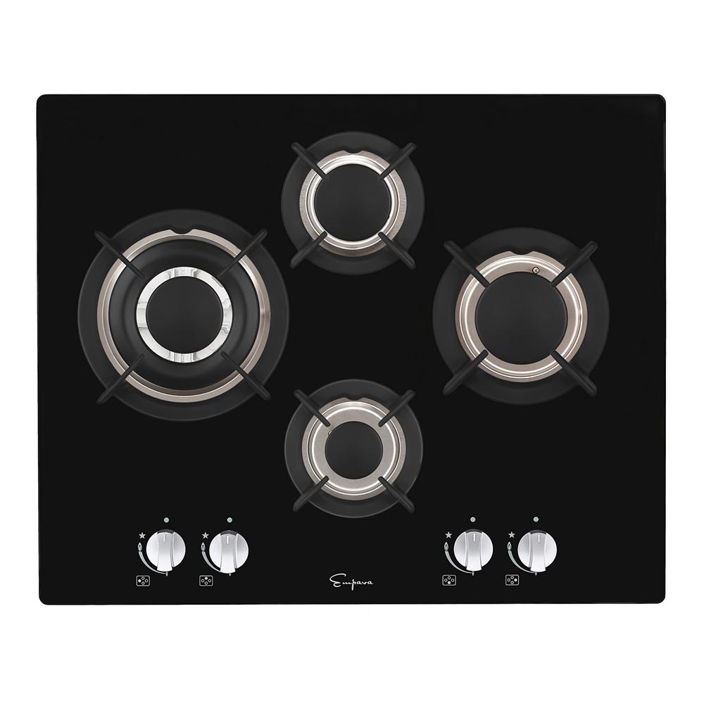 Empava 24 in. GasonGlass Gas Cooktop in Black with 4 Burners including Power BurnersEMP