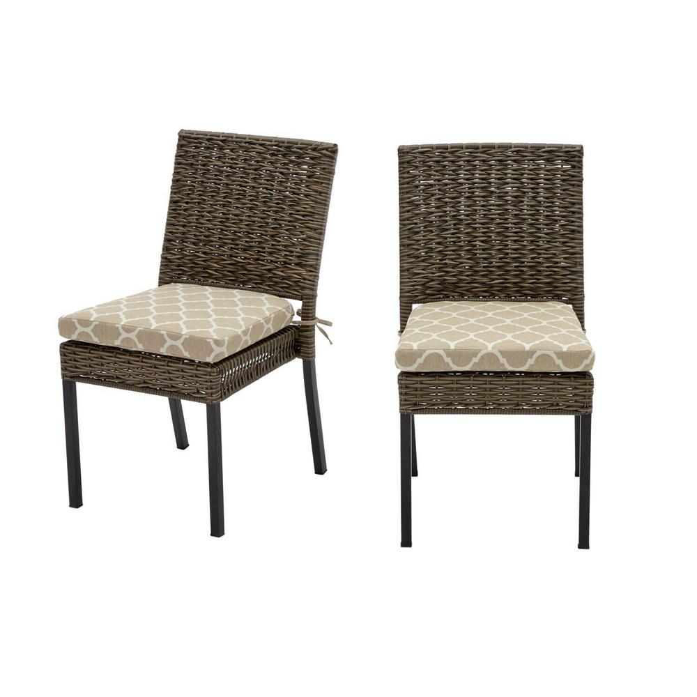 Hampton Bay Laa Point Brown Wicker Outdoor Patio Dining Chair With Cushionguard Toffee Trellis Tan Cushions 2 Pack H096 01524900 The Home Depot - Outdoor Wicker Patio Dining Chairs Hampton Bay Laa Point Brown Wicker Outdoor Patio Dining Chair With Cushionguard Toffee Trellis Tan Cushions 2 Pack H096 01524900 The Home Depot - Outdoor Wicker Patio Dining Chairs