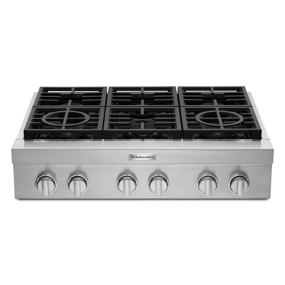 Kitchenaid 36 In Gas Downdraft Cooktop In Stainless Steel With 5