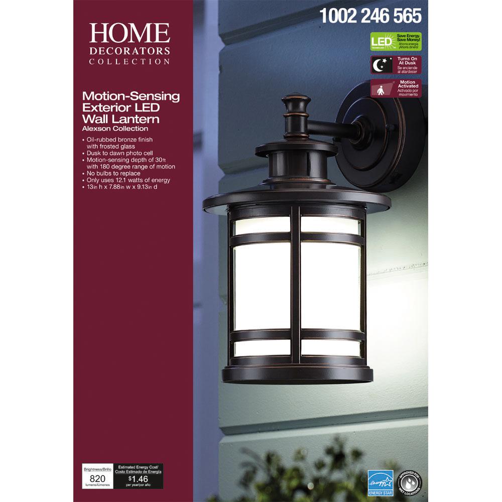 Motion Sensor Outdoor Light Oil-Rubbed Bronze Wall Mount Lantern Integrated LED