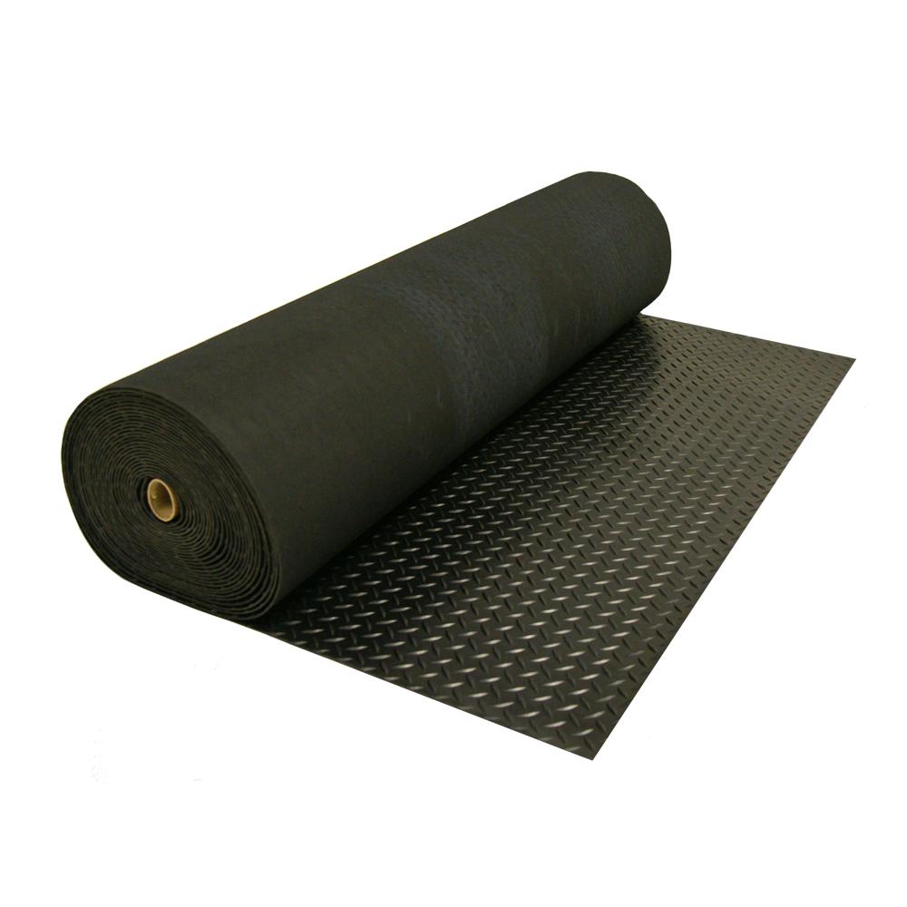 Rubber Cal Diamond Plate 4 Ft X 6 Ft Black Rubber Flooring 24