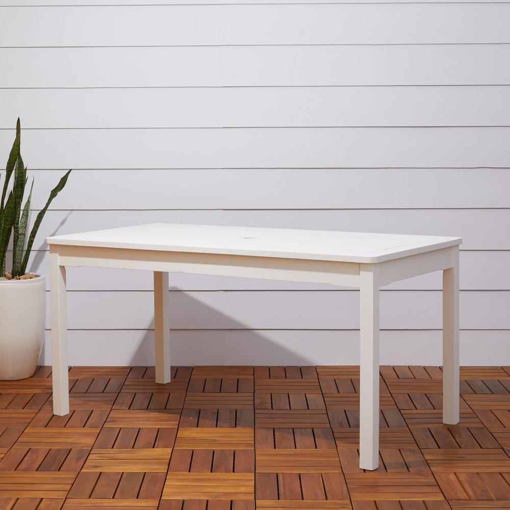 Vifah Bradley 59 In X 32 White Acacia Patio Dining Table Vifah Bradley 59 In X 32 White Acacia Patio Dining Table