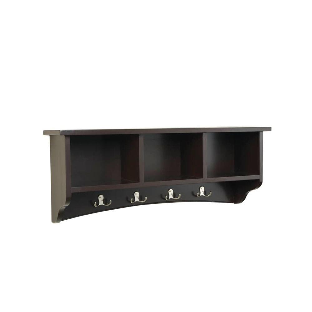 Alaterre Furniture 14 inch Shaker Cottage Coat 8-Hooks with Storage in Chocolate by Alaterre Furniture