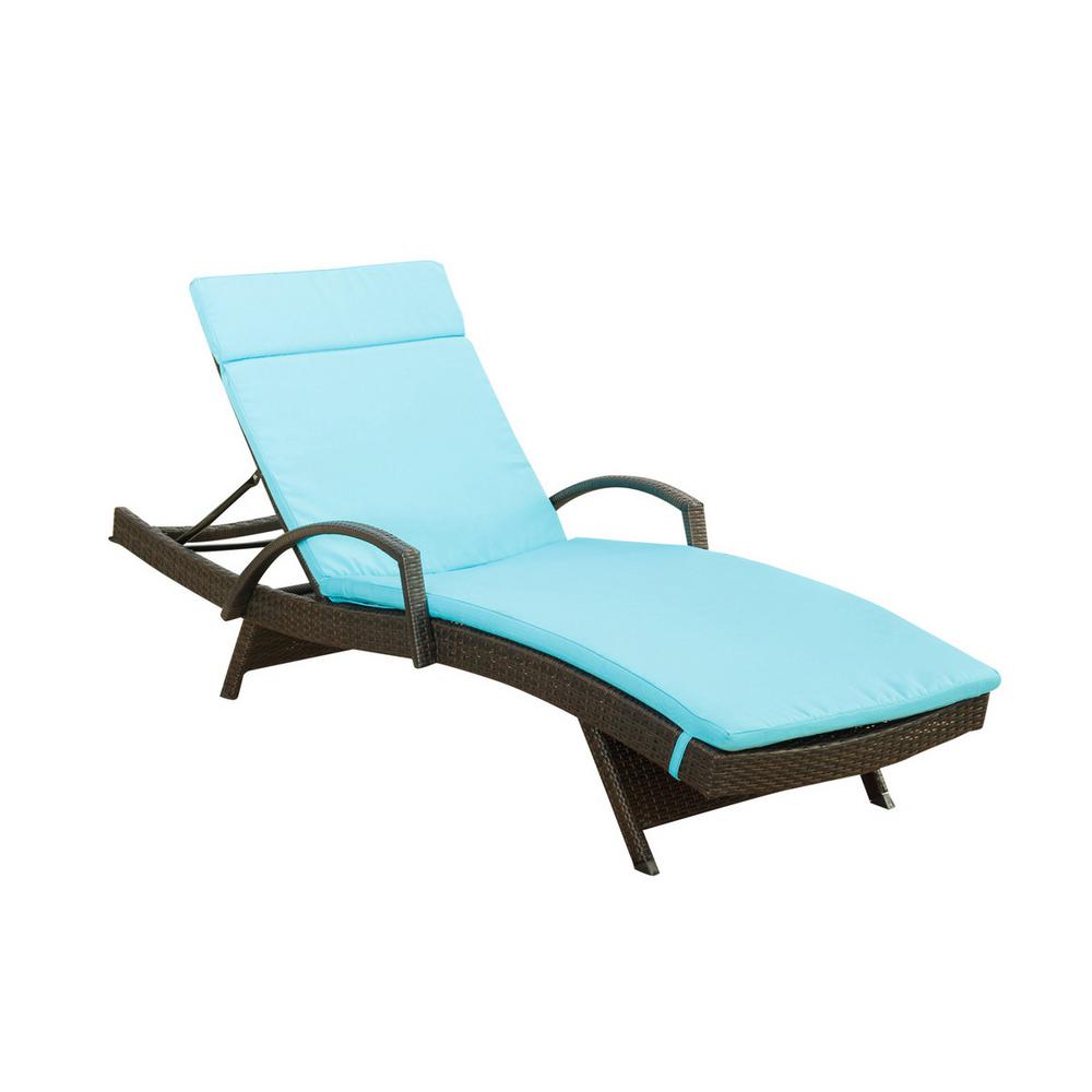 Noble House Miller MultiBrown Armless Wicker Outdoor Chaise Lounge
