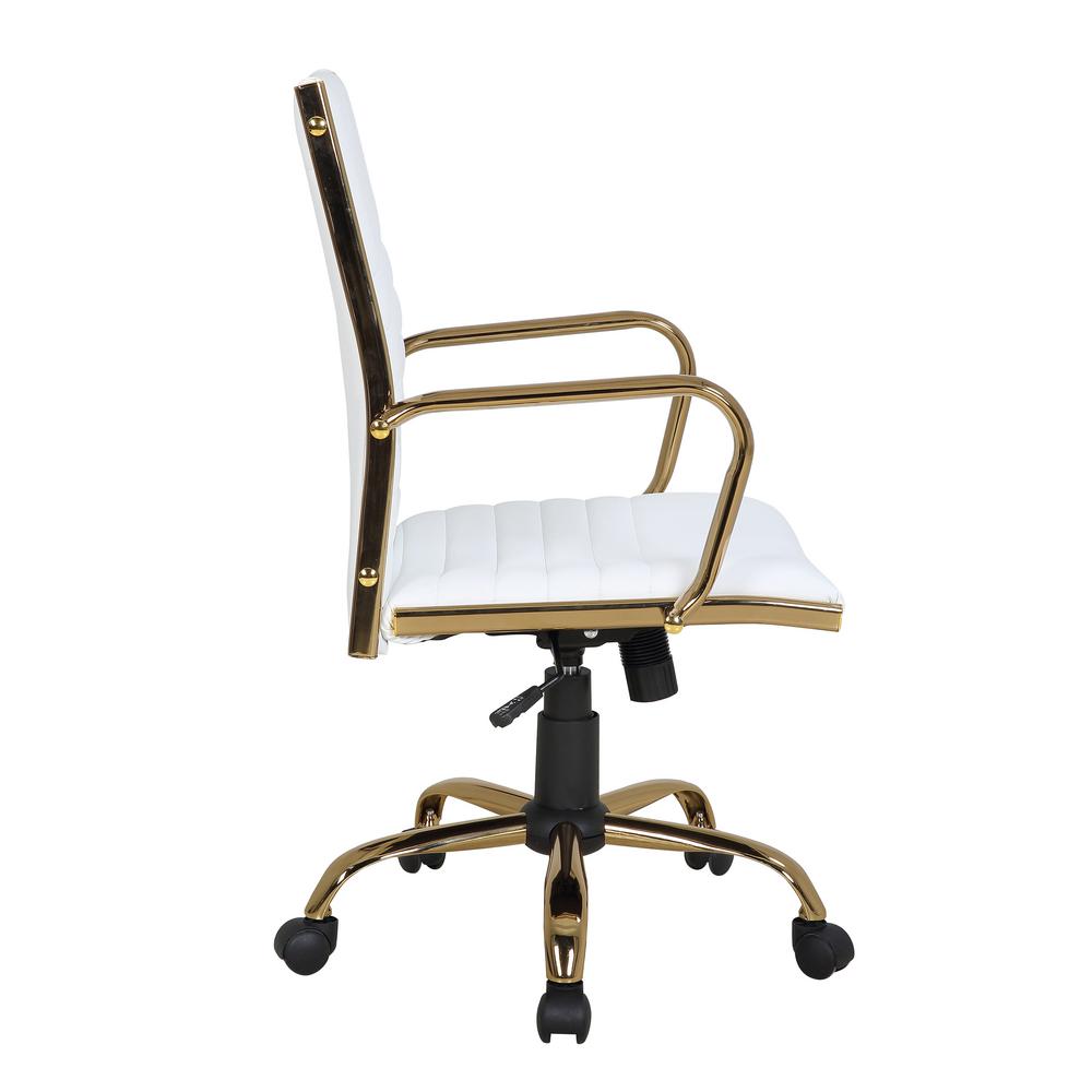 Lumisource Master Gold With White Faux Leather Adjule Office White Faux Leather Adjule Office