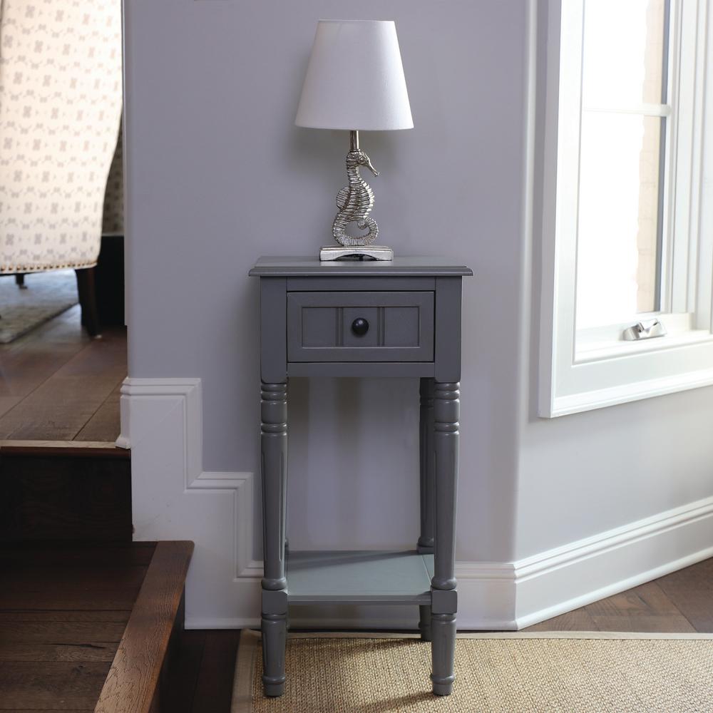 Decor Therapy Simplify Edge Gray 1Drawer End TableFR1861 The Home Depot