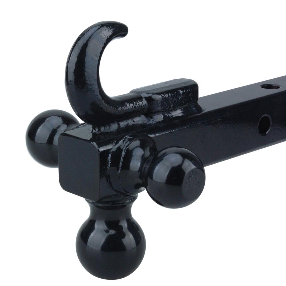 TOPSKY TS2011 Trailer Hitch Tri Ball Mount with Hook 2 Inch Receiver Black & Chrome Hollow Shank Tow Hitch 