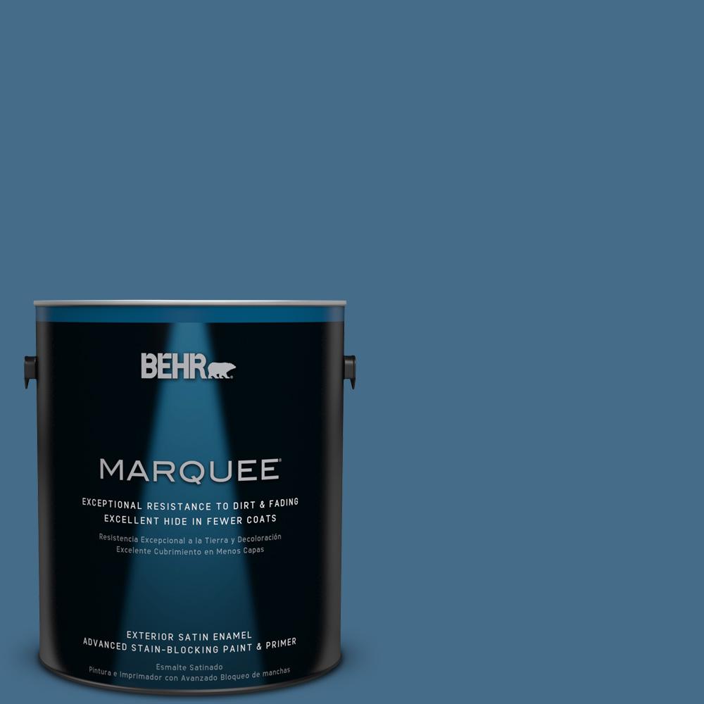 BEHR MARQUEE 1-gal. #570D-6 Neptune Blue Satin Enamel Exterior Paint ...