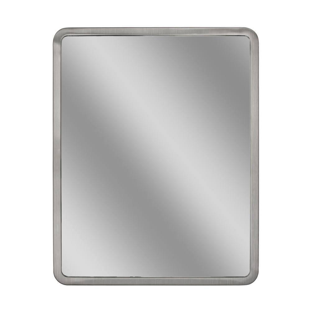 Deco Mirror Bathroom Mirrors Bath The Home Depot 24 In W X 30 H Radius Corner Brush Nickel