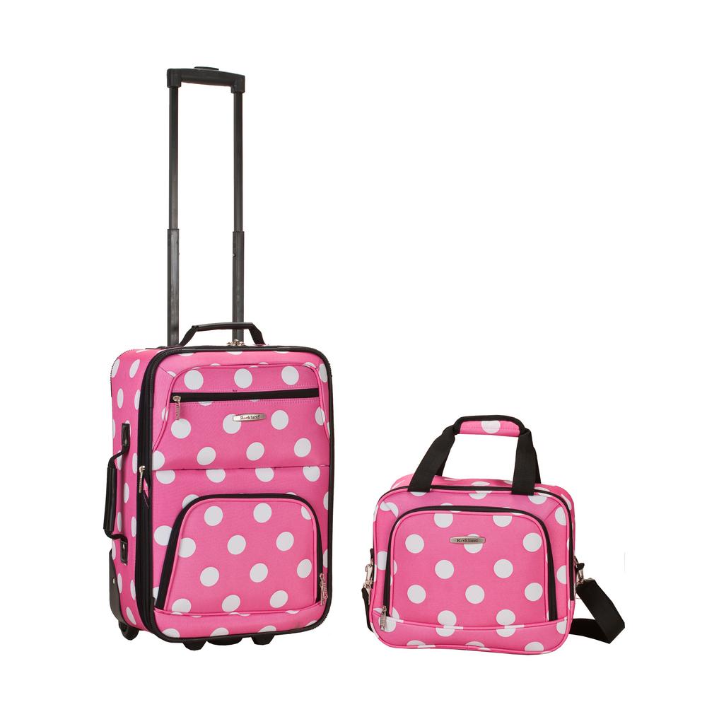 Rockland Rio 2pc Carry On Softside Luggage Set - Pink Dot
