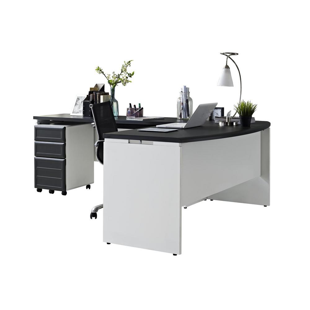 Altra Furniture Altra Pursuit White And Gray Desk With Storage