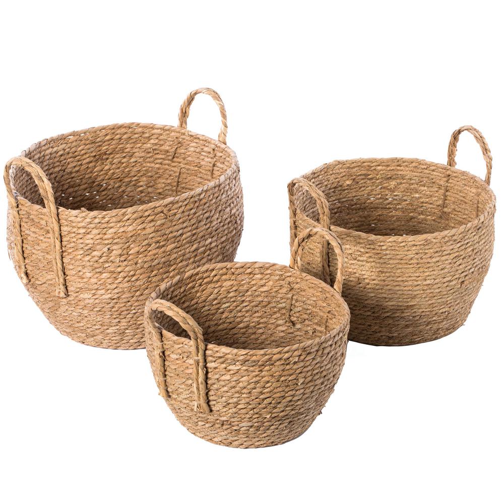 Vintiquewise Decorative Round Large Wicker Woven Rope Storage Blanket