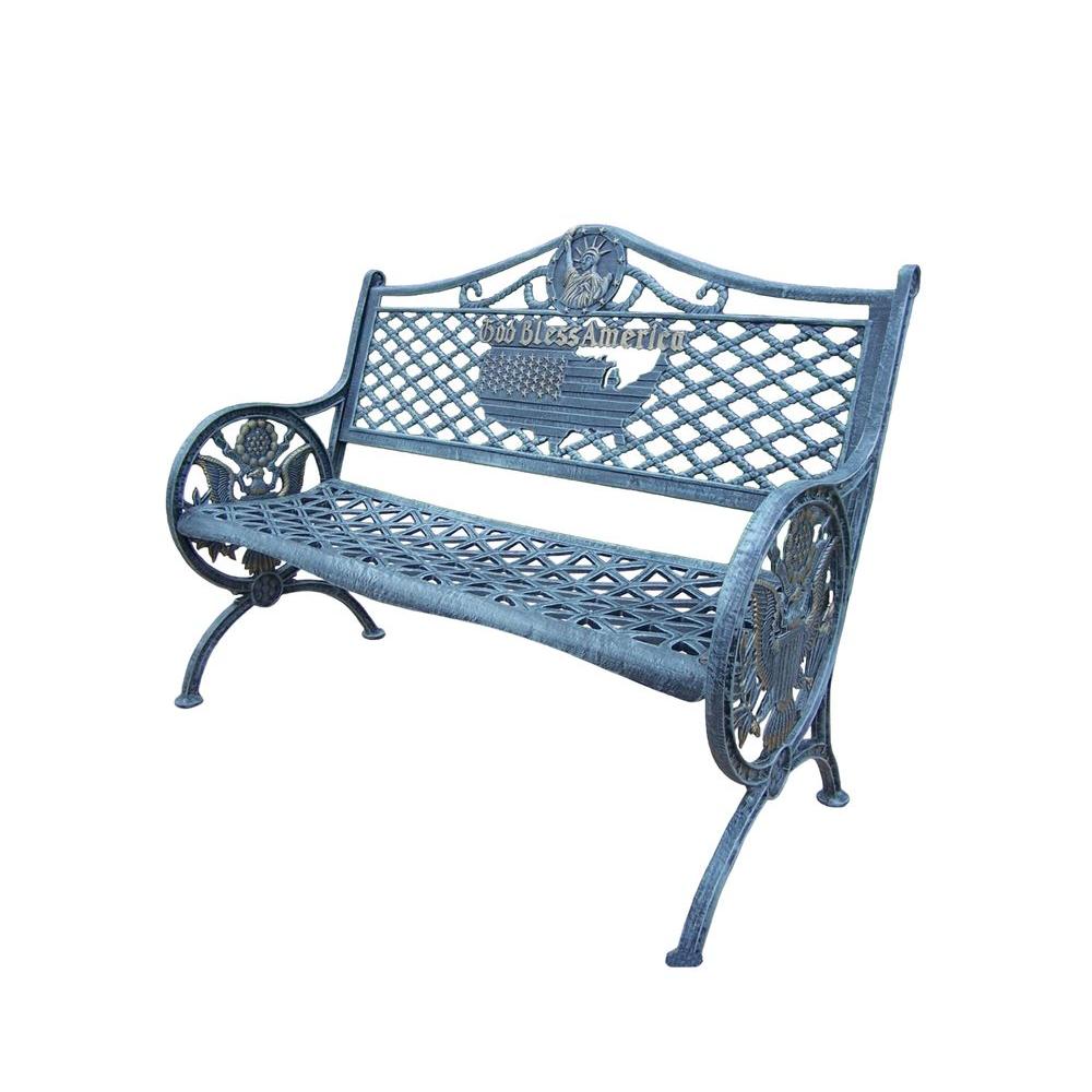 Oakland Living God Bless America Cast Aluminum Patio Bench In