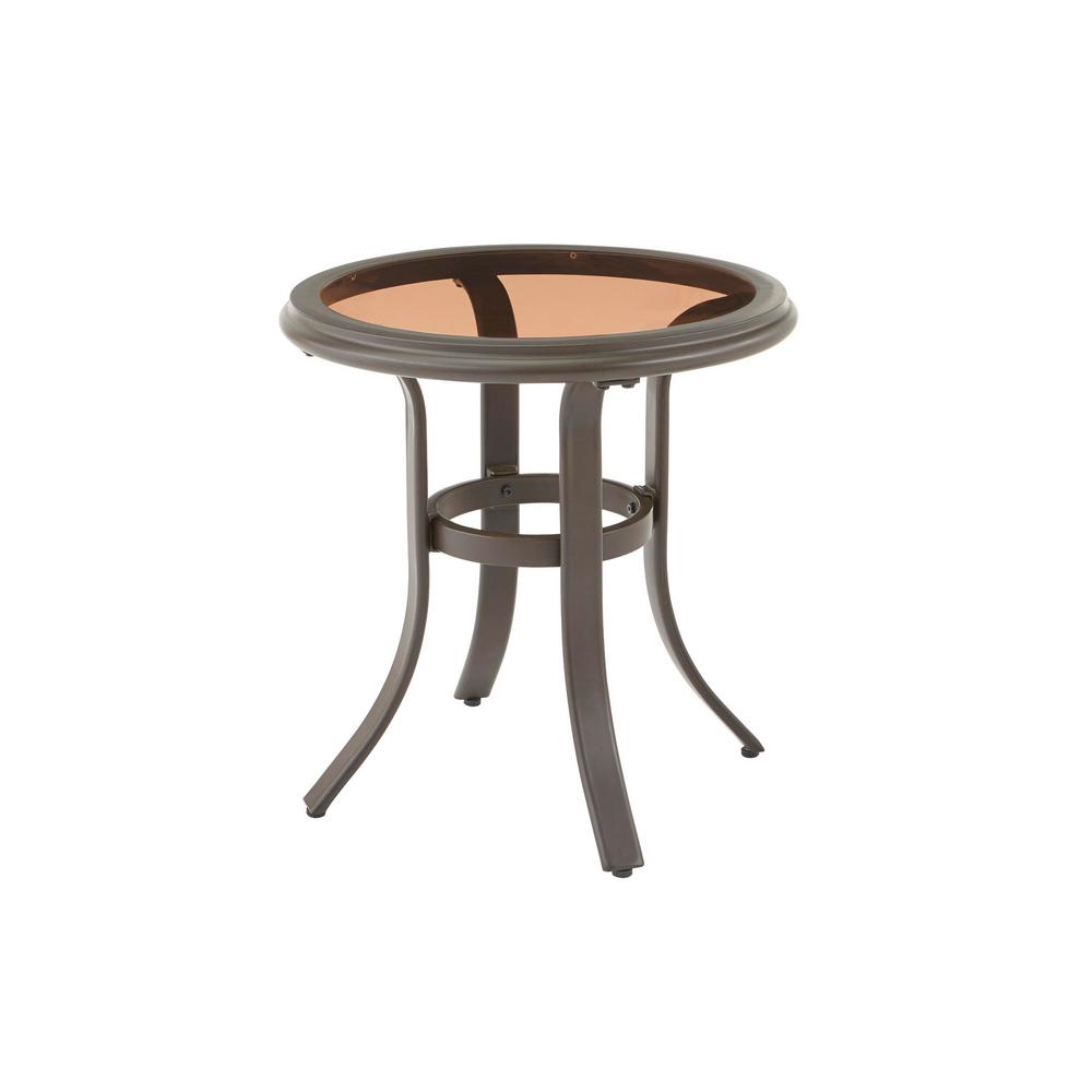 Hampton Bay Riverbrook Espresso Brown Round Glass Top Aluminum Outdoor Patio Side Table Fm18107 Ad St The Home Depot - Outdoor Patio Side Table Metal Hampton Bay Riverbrook Espresso Brown Round Glass Top Aluminum Outdoor Patio Side Table Fm18107 Ad St The Home Depot - Outdoor Patio Side Table Metal
