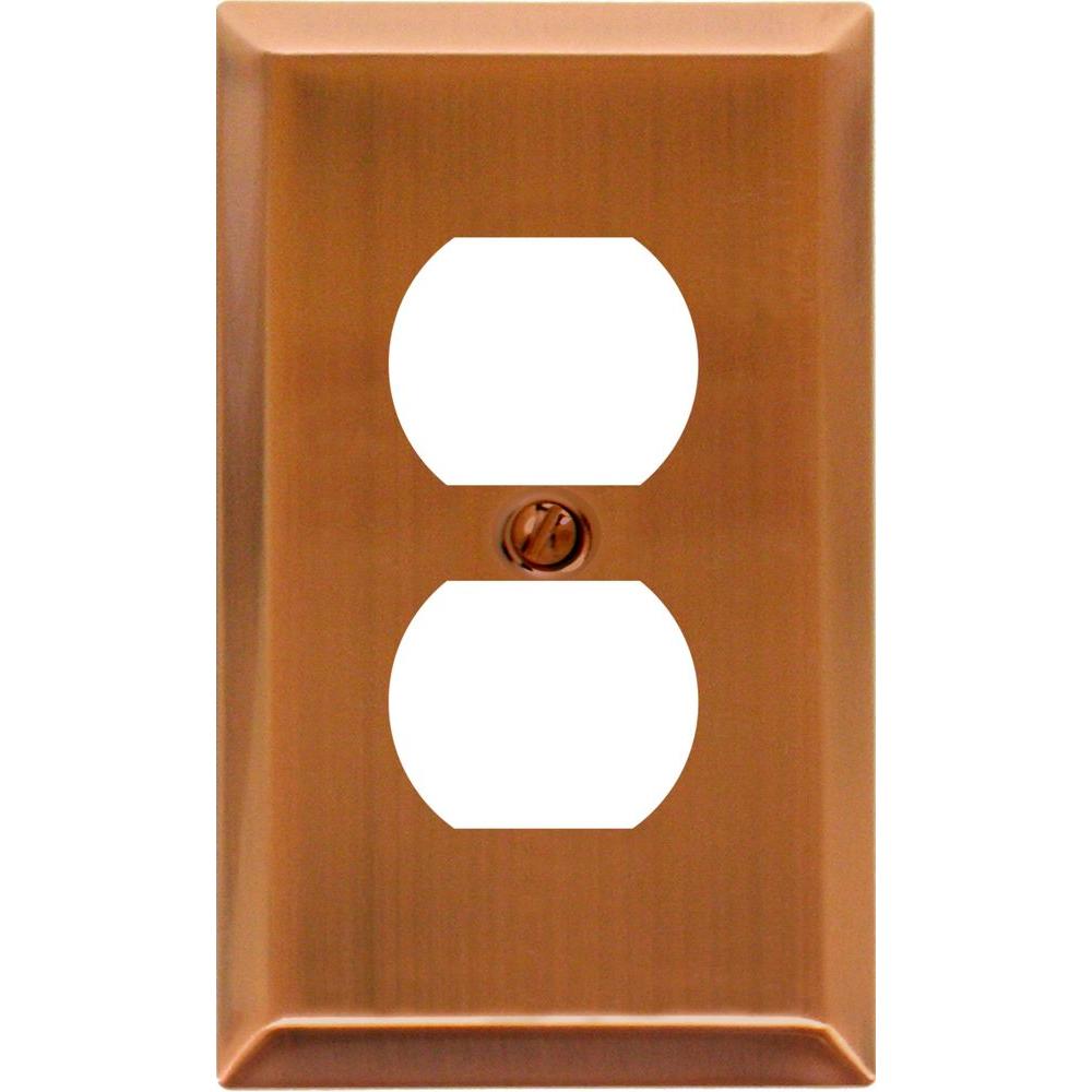 Copper Wall Plates Jacks The Home Depot Century 1 Duplex Steel Wall Plate Antique Copper