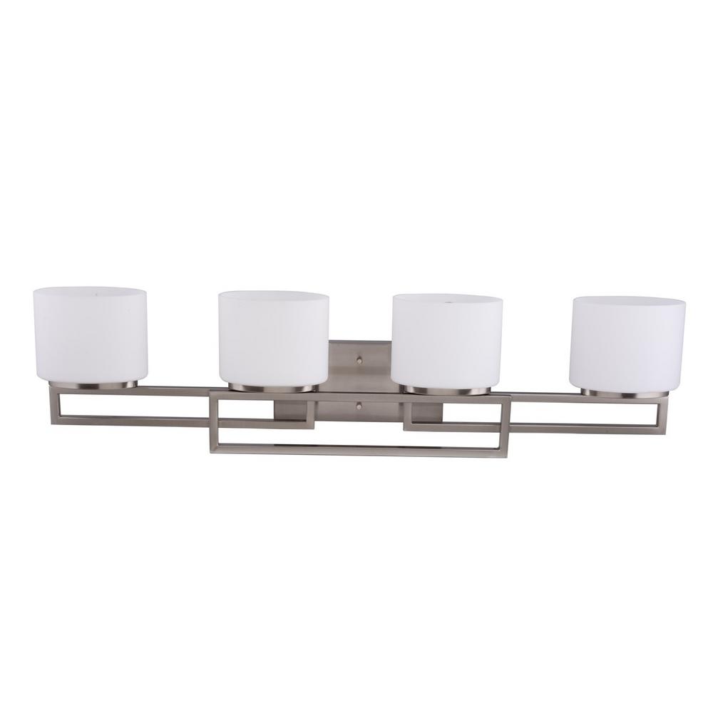 Hampton Bay Vanity Lighting The Home Depot 4 Light Brushed Nickel Vanity