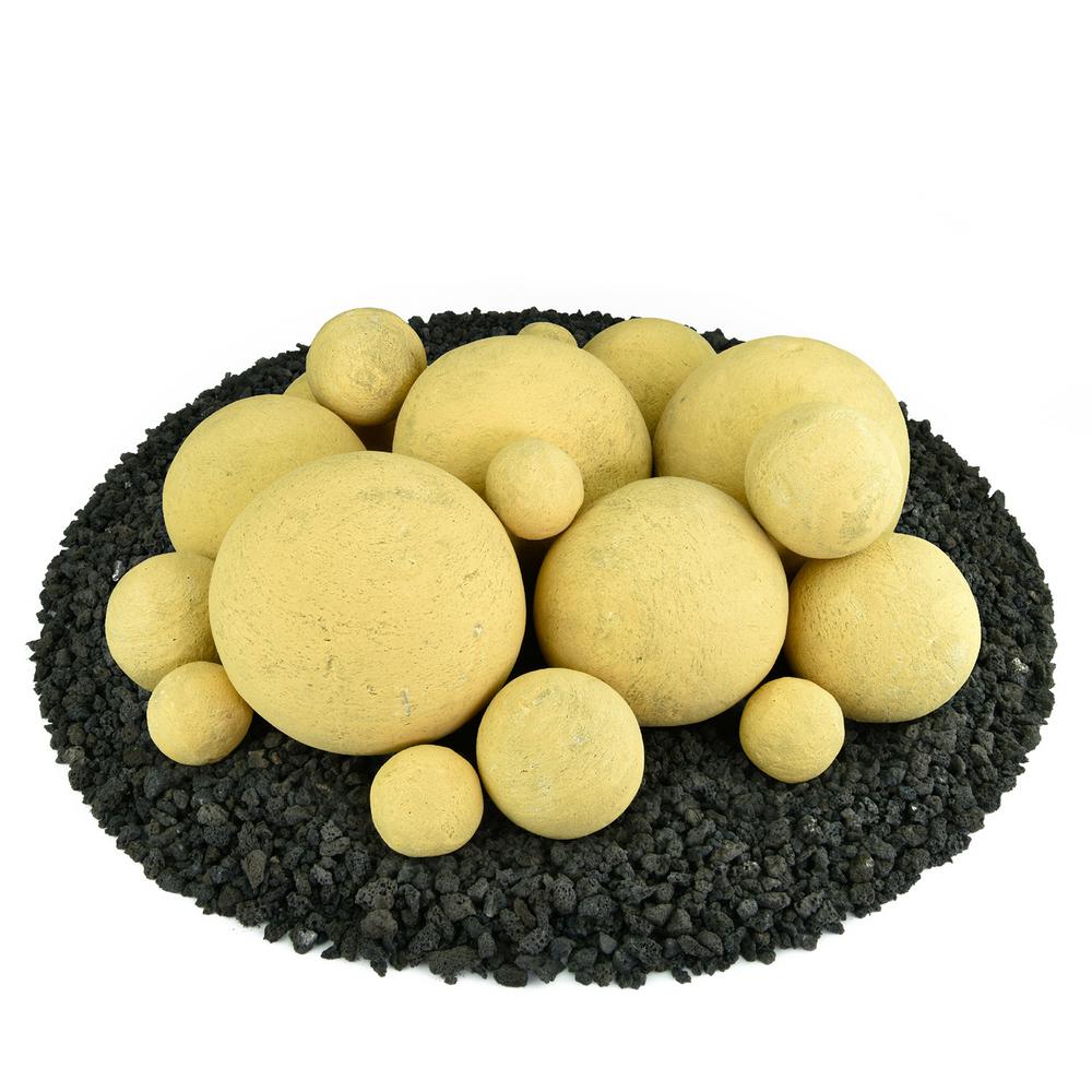 Mixed Set Of 18 Ceramic Fire Balls In Dandelion Yellow 01 0452