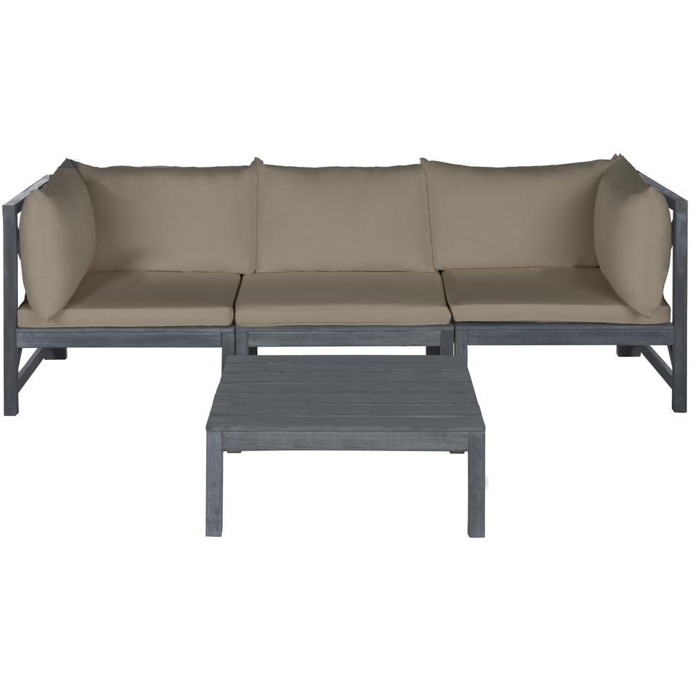 Safavieh Lynwood Modular Ash Grey Outdoor Patio Sectional Set with