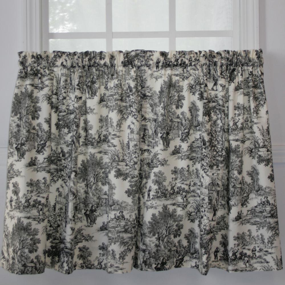 Ellis Curtain Victoria Park Toile 68 In W X 36 L Black Cottontailored Tier Pair 730462678447 The Home Depot Ellis Curtain Victoria Park Toile 68 In