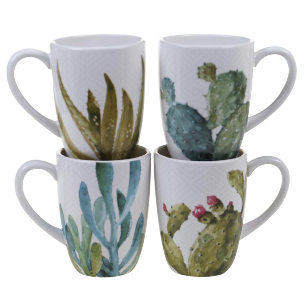 Certified International Cactus Verde 22 Oz Green Graphic Mug Set Of 4 22172set4 The Home Depot