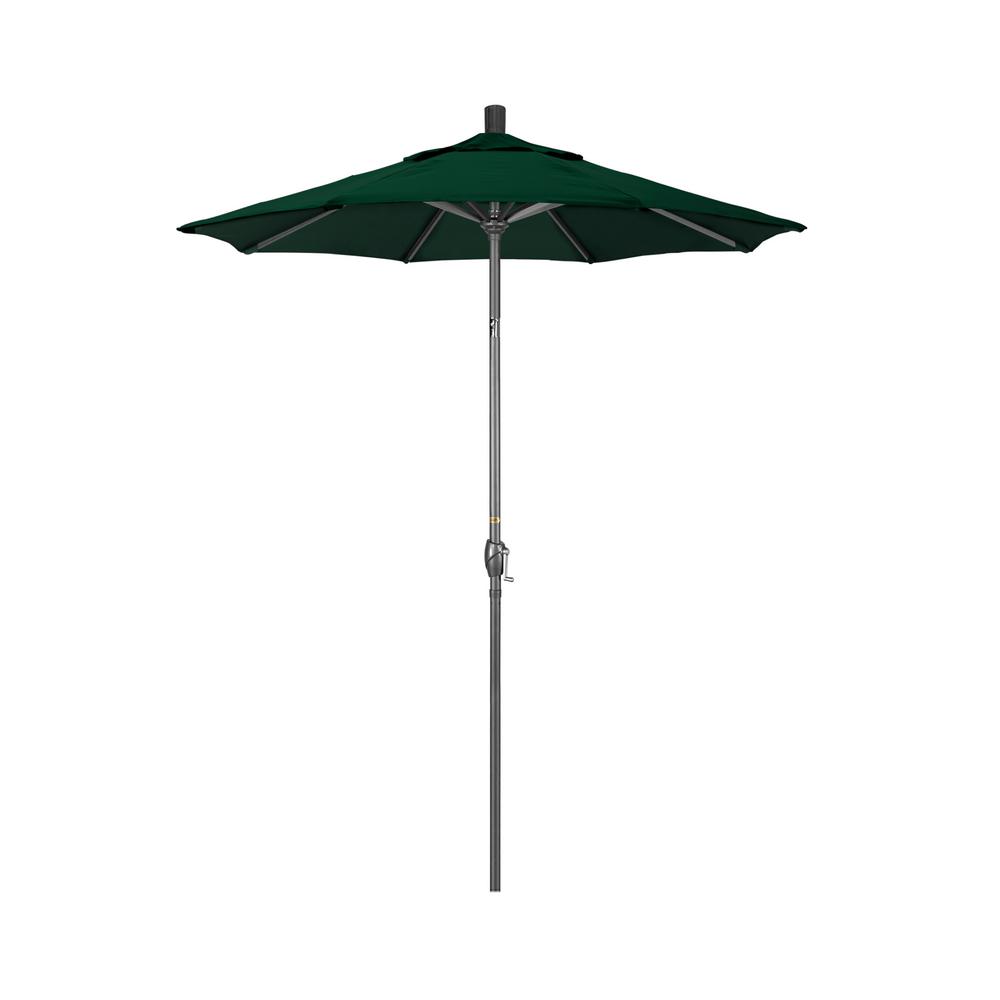 California Umbrella 6 Ft Grey Aluminum Market Push Button Tilt Crank Lift Patio Umbrella In Forest Green Sunbrella Gspt608010 5446 The Home Depot