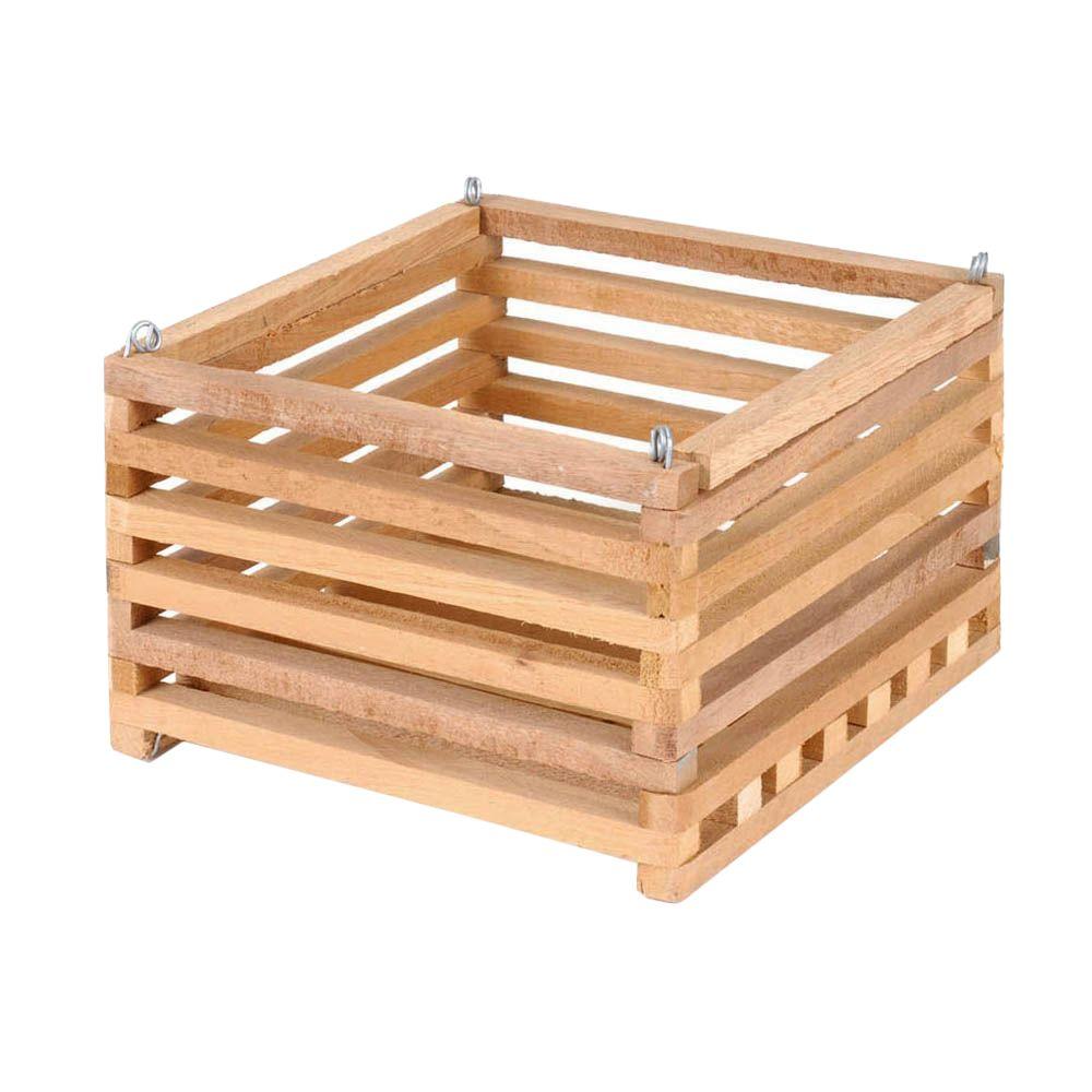 BetterGro 8 in. Square Wooden Basket52720 The Home Depot