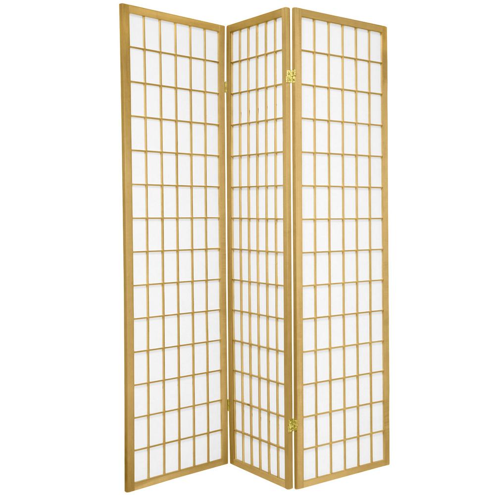 Oriental Furniture 6 ft. Gold Window Pane 3Panel Room DividerWPSP3P