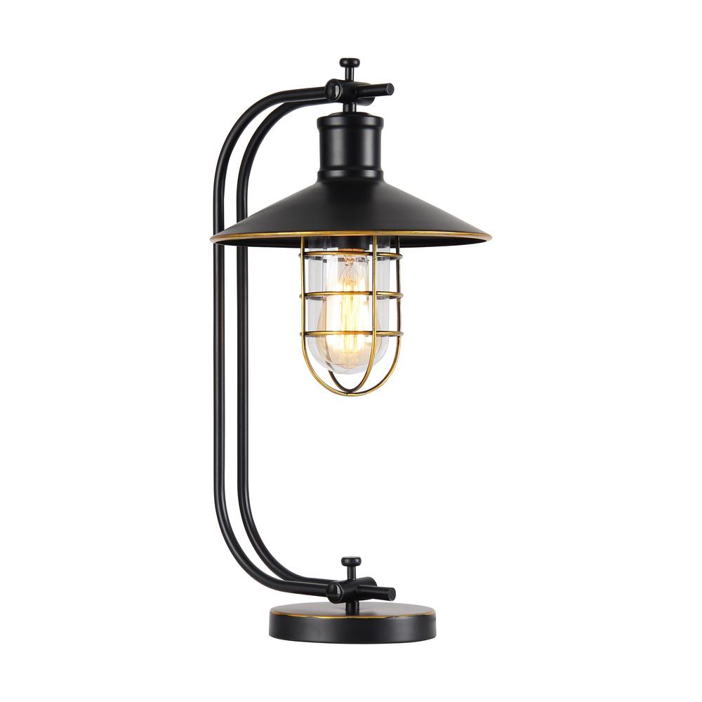 Black Indoor Desk Lamp with Glass Shade 