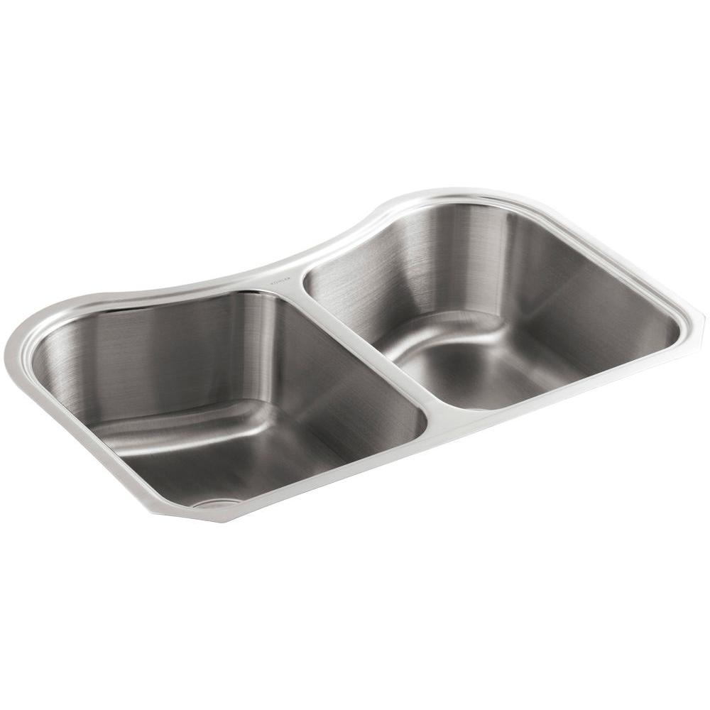 Kohler Staccato Undermount Stainless Steel 32 In Double Bowl Kitchen Sink