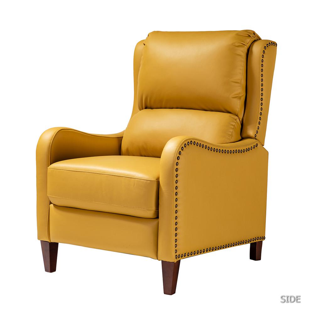 JAYDEN CREATION Hyde Yellow Nailhead Genuine Cigar Leather Recliner
