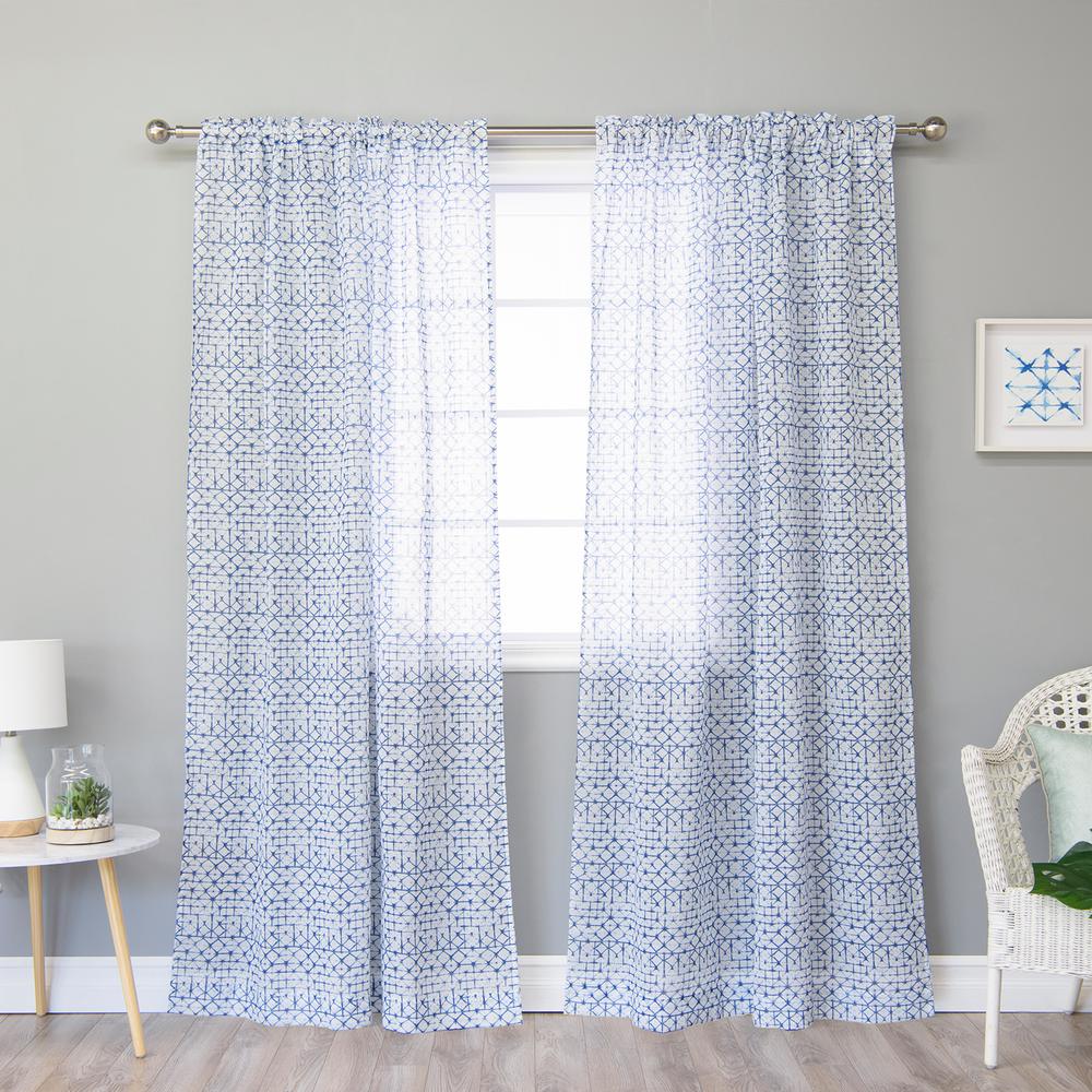 Asian Curtains D Window Treatments The Home Depot Blue Diamond Shibori Rod Pocket Curtain 52 In W X 84 L