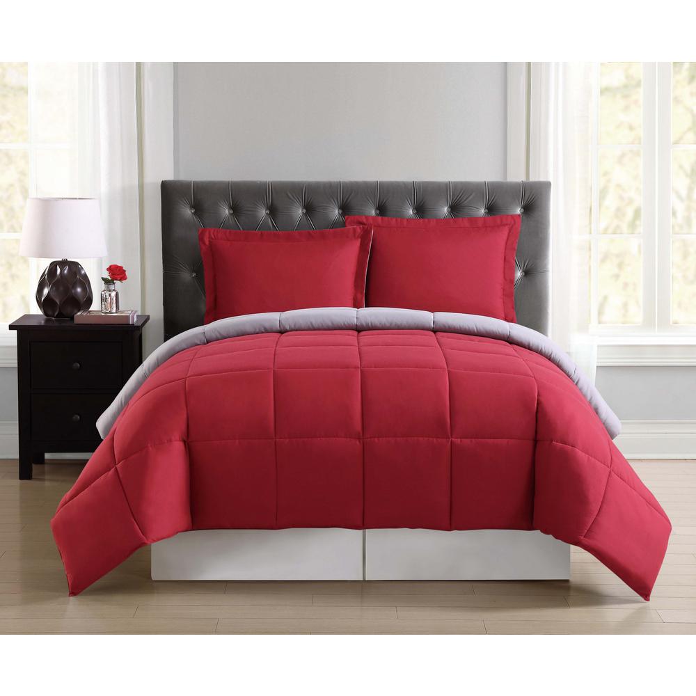 Truly Soft Everyday Red and Grey Reversible Full/Queen Comforter Set