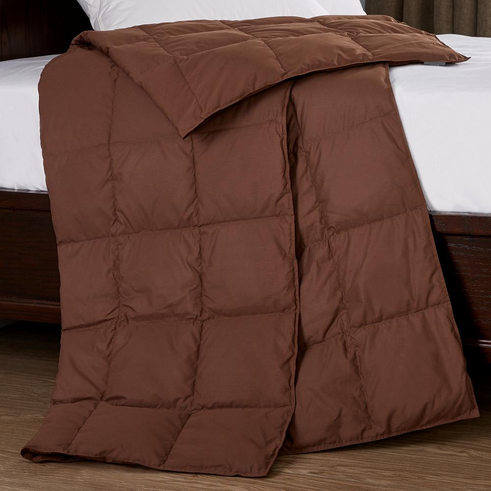 Puredown Packable Down 50 in. x 70 in. Chocolate Throw BlanketPDDT