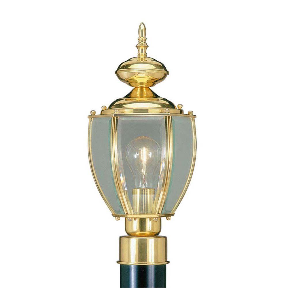 Brass Post Lighting Outdoor The Home Depot Providence 1 Light Outdoor Polished Brass Incandescent Post Lantern