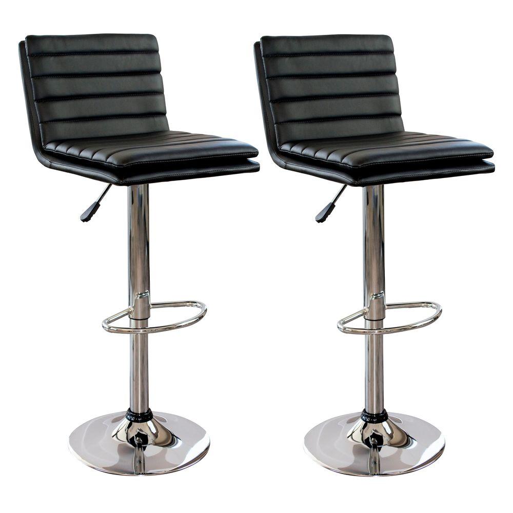 AmeriHome 33 in. Adjustable Height Black Swivel Cushioned Bar Stool