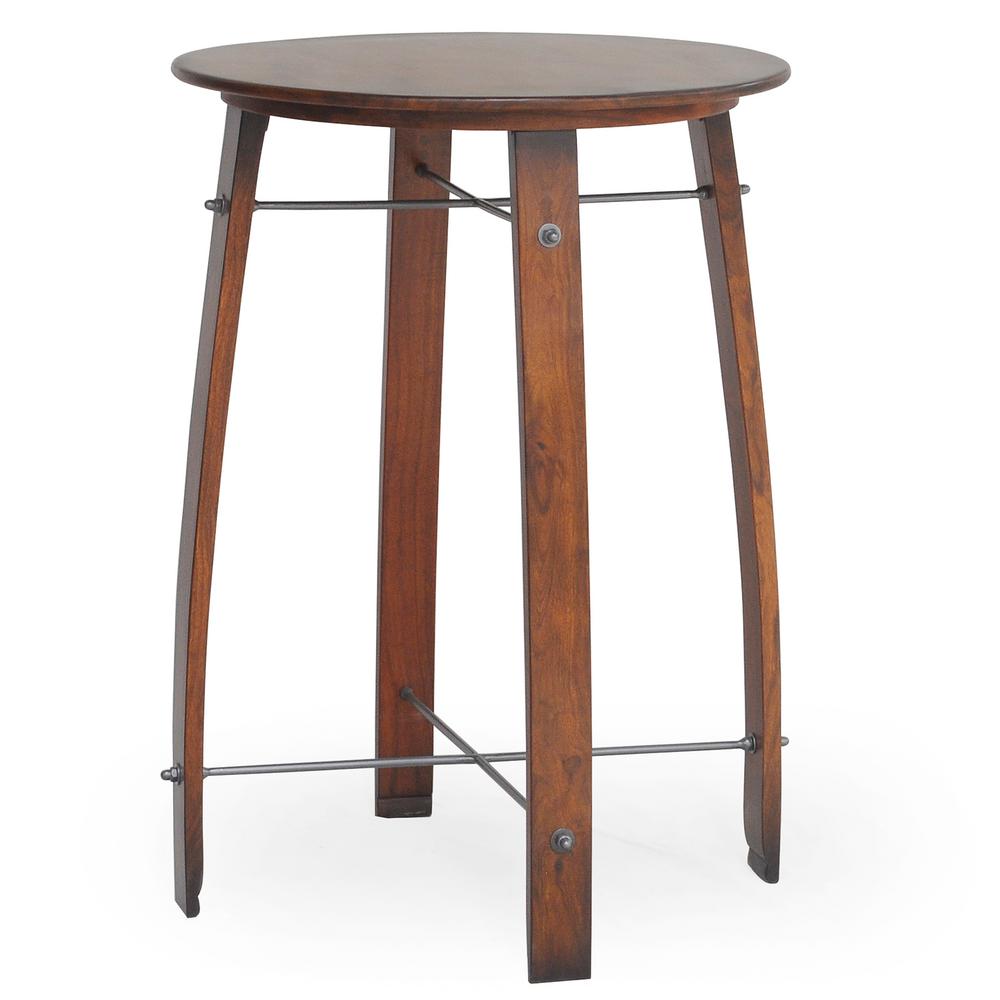 Woodford Chestnut 26 In Round Barrel Counter Height Pub Bar Table Round Barrel Counter Height Pub Bar Table