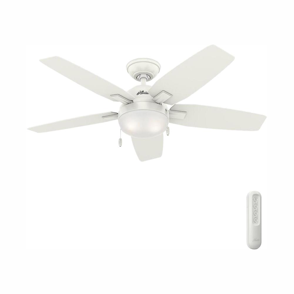 Hunter Antero 46 In Led Indoor Fresh White Ceiling Fan With Light Antero 46 In Led Indoor Fresh White Ceiling Fan With Light Bundled Handheld Remote Control
