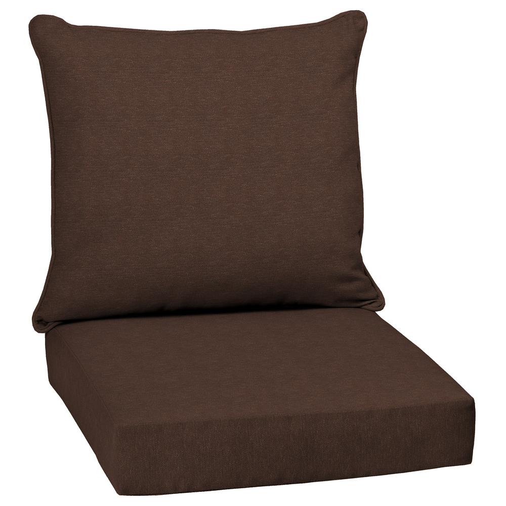 Hampton Bay Beverly Cardinal Replacement 3 Piece Outdoor Corner Chocolate Lamar Texture 2 Piece Deep Seating Outdoor Dining Chair Cushion Set