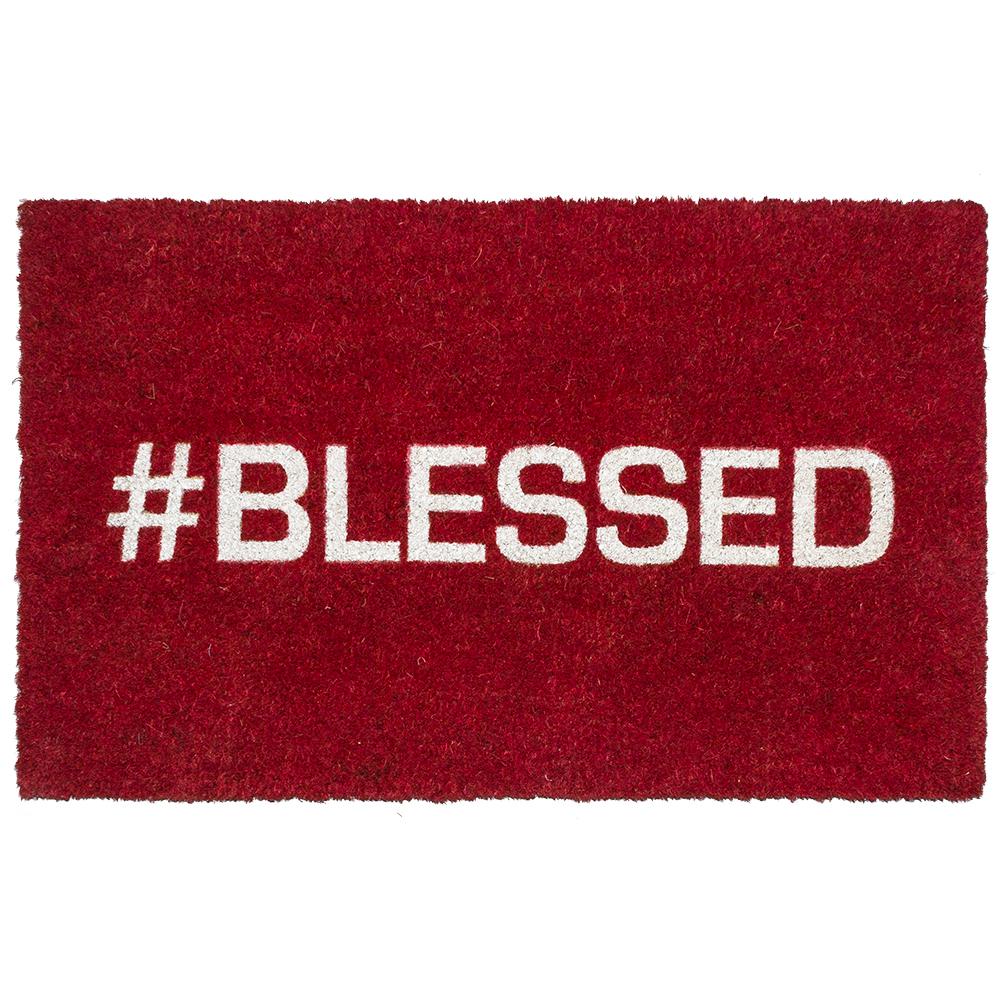 Entryways Blessed 17 inch x 28 inch Non-Slip Coir Door Mat by Entryways