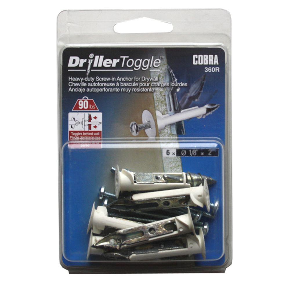 Cobra Anchors 1/8 in. x 2 in. ZincPlated Driller Toggles (6Pack)360R