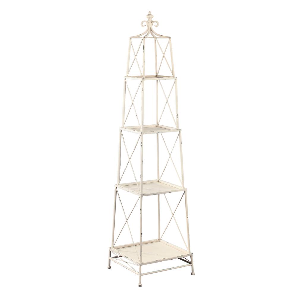 64 75 In White Metal 4 Shelf Etagere Bookcase With Open Back
