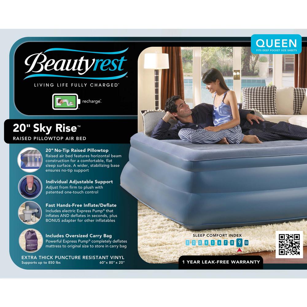 Simmons Beautyrest Sky Rise Queen Air Mattress Hddod7191qn The